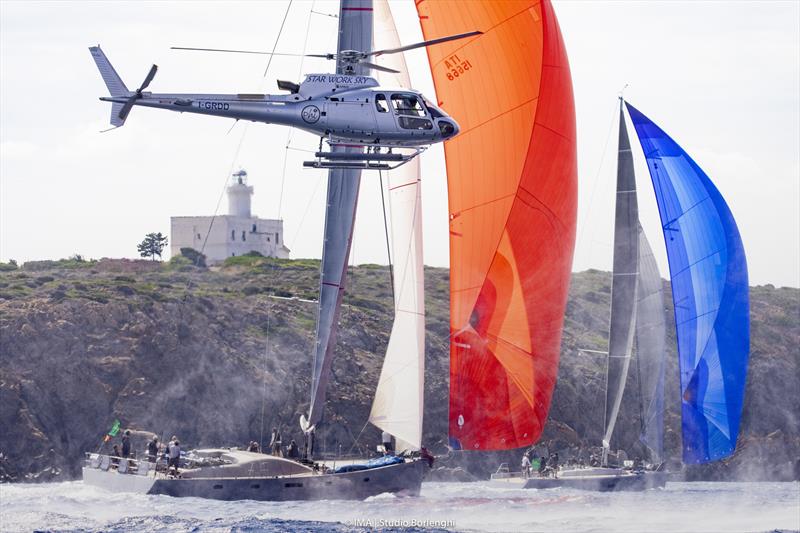 IMA President Benoît de Froidmont's Wally 60 Wallyño leads H20 into Bomb Alley on day 4 of the Maxi Yacht Rolex Cup 2021 photo copyright IMA / Studio Borlenghi taken at Yacht Club Costa Smeralda and featuring the Maxi class