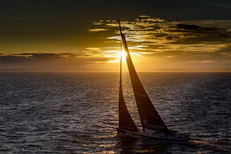 Sunset sailing for Esimit Europa 2 (SLO) at the end of the first day of the Rolex Fastnet Race 2013 - photo © Kurt Arrigo / Rolex
