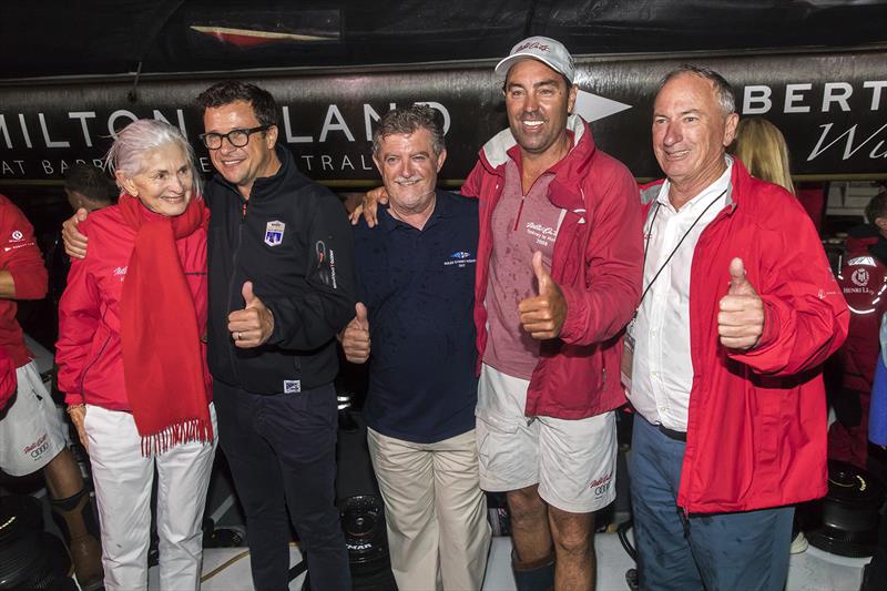 LtoR: Val Oatley, Patrick Boutellier, CEO of Rolex Australia, John Markos, Comodore fo CYCA, Mark Richards, skipper, and Sandy Oatley, owner of Wild Oats XI photo copyright Andrea Francolini taken at Cruising Yacht Club of Australia and featuring the Maxi class
