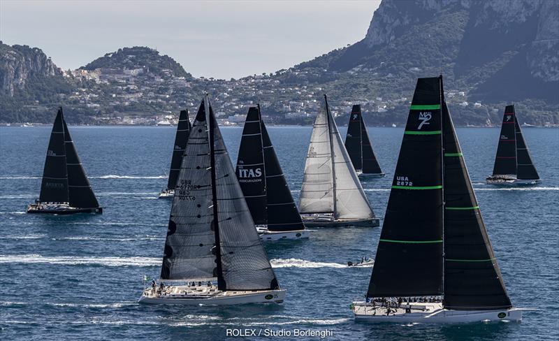 Maxi and Mylius fleets set sail on the Bay of Naples - 2018 Rolex Capri Sailing Week - photo © Carlo Borlenghi