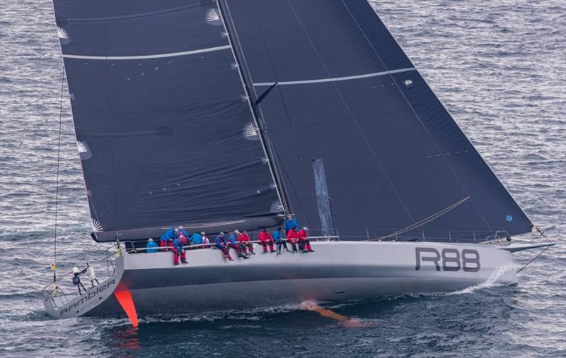 Rambler 88, a Juan K custom 88-footer, sets a huge spread of sail at the start photo copyright Daniel Forster / PPL taken at Royal Bermuda Yacht Club and featuring the Maxi class