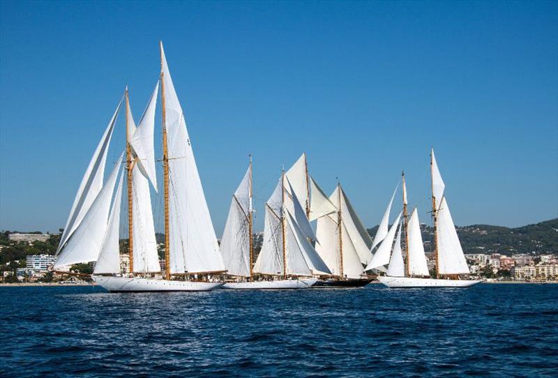 Classic schooners prepare for battle at last week's Régates Royales in Cannes - photo © International Maxi Association