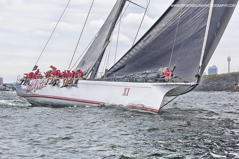 Wild Oats XI in the Grinders Coffee SOLAS Big Boat Challenge yesterday afternoon...  photo copyright Beth Morley / www.sportsailingphotography.com taken at Cruising Yacht Club of Australia and featuring the Maxi class