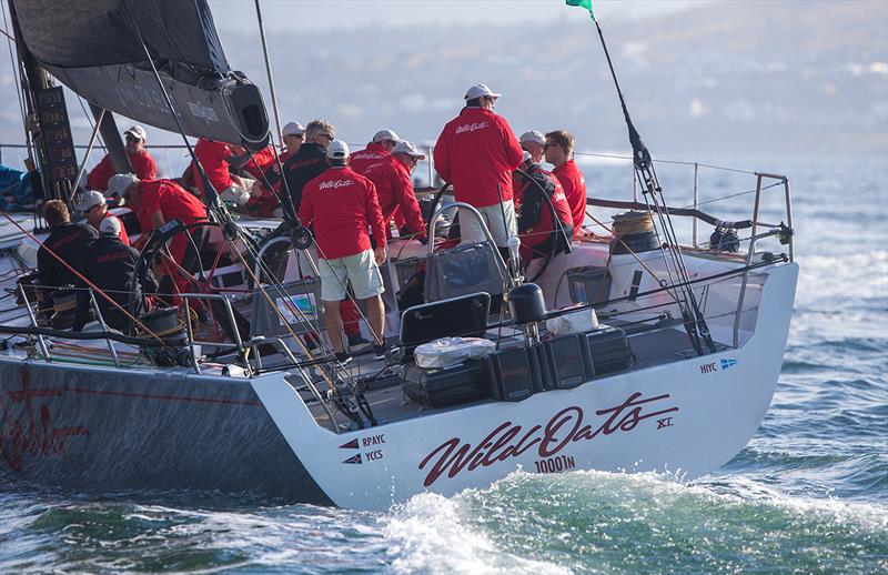 Keeping an eye out for the opposition on board Wild Oats XI photo copyright Crosbie Lorimer taken at Cruising Yacht Club of Australia and featuring the Maxi class