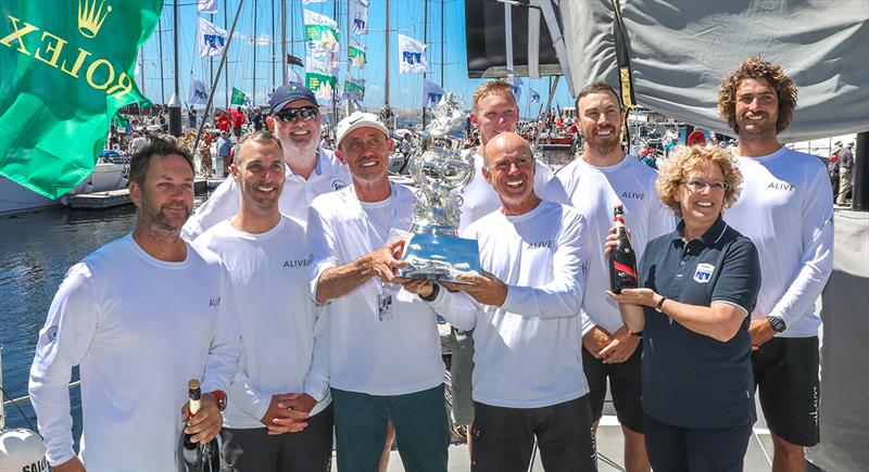 Alive Yachting claim the Tattersall Cup for the overall win under IRC rating in the 2018 Sydney Hobart race photo copyright Crosbie Lorimer taken at Cruising Yacht Club of Australia and featuring the Maxi class