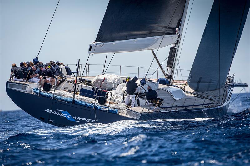 Magic Carpet 3, IRC overall leader - 16th Sail Racing PalmaVela - Day 1 photo copyright Maria Muina taken at Real Club Náutico de Palma and featuring the Maxi class