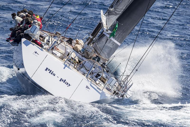 The Spanish Swan 80 Plis Play leads the Maxi Cruiser-Racer division - Rolex Capri Sailing Week photo copyright Rolex / Studio Borlenghi taken at Yacht Club Capri and featuring the Maxi class