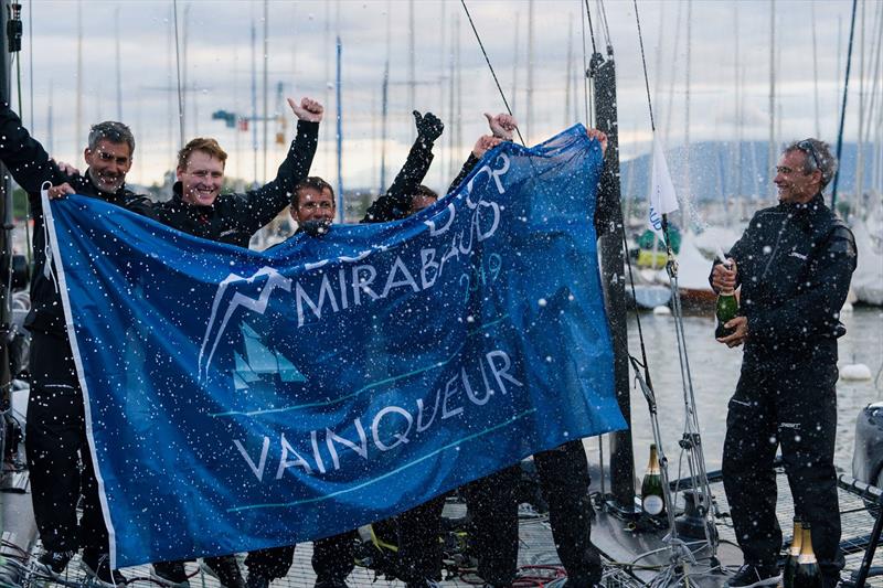 Yann Guichard and the Ladycat team win the Bol d'Or Mirabaud 2019 photo copyright Chris Schmid / Spindrift Racing taken at Lake Geneva Yacht Club and featuring the Maxi class