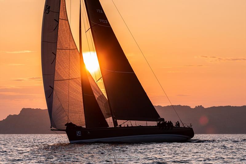 Vera entered 'Bomb Alley' north of Porto Cervo after dawn on the second morning photo copyright Studio Borlenghi taken at Yacht Club Costa Smeralda and featuring the Maxi class