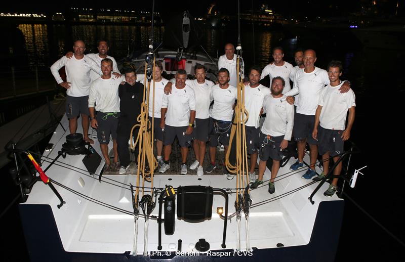 Miguel Galuccio and the crew of Vera upon claiming line honours in the Palermo-Montecarlo photo copyright Carloni - Raspar / CVS taken at Yacht Club Costa Smeralda and featuring the Maxi class