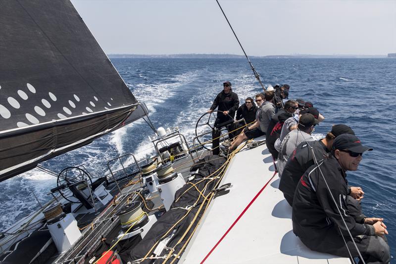 When you're that beamy, and designed to heel at 20 degrees plus, best not to have a fear of heights when the tail is on the rail. - photo © Andrea Francolini