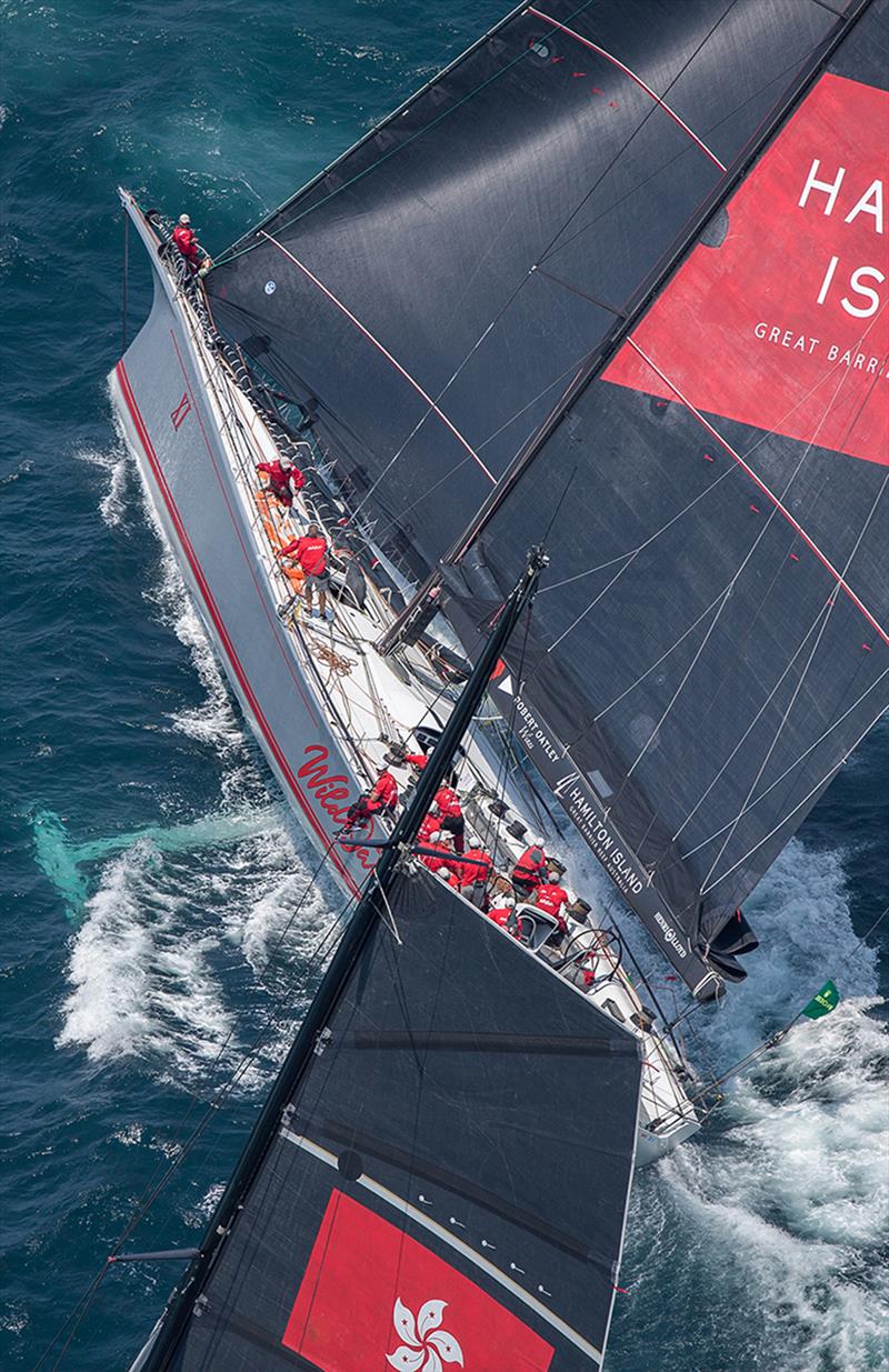 Wild Oats XI is shadowed by SHK Scallywag photo copyright Crosbie Lorimer taken at Cruising Yacht Club of Australia and featuring the Maxi class