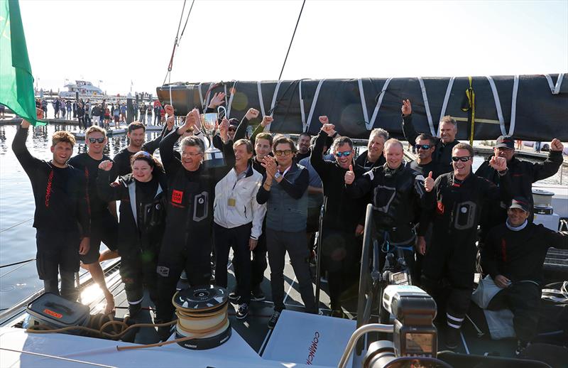 Comanche celebrations dockside photo copyright Crosbie Lorimer taken at Royal Yacht Club of Tasmania and featuring the Maxi class