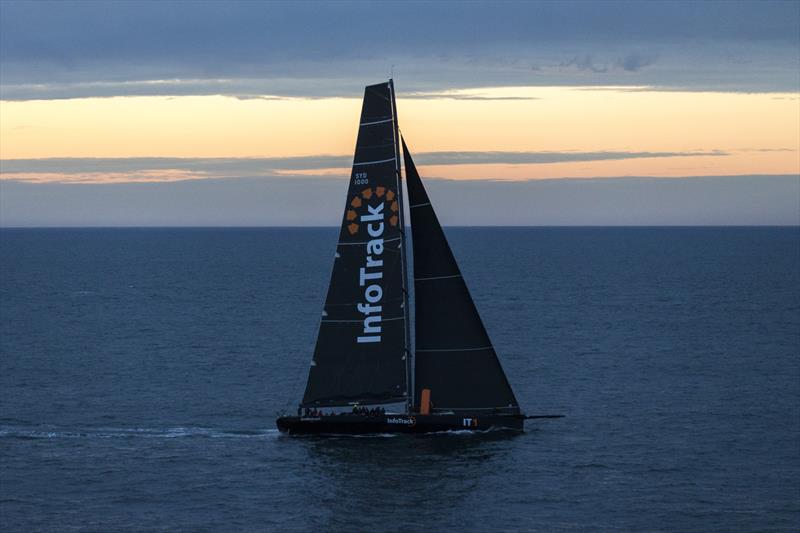 You have to be up early, and you have to be airborne, then you get things like this image of InfoTrack in the vicinity of Tasman Island on her way to second place in 2019 Sydney Hobart photo copyright Andrea Francolini taken at Royal Yacht Club of Tasmania and featuring the Maxi class