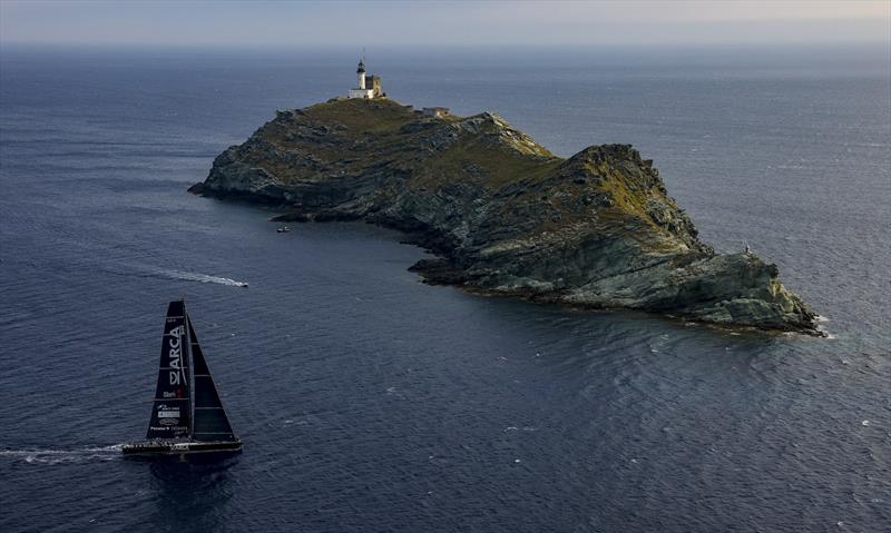 The Trieste-based maxi Arca SGR speeds around the Giraglia rock - Rolex Giraglia 2021 photo copyright ROLEX / Studio Borlenghi taken at Yacht Club Sanremo and featuring the Maxi class