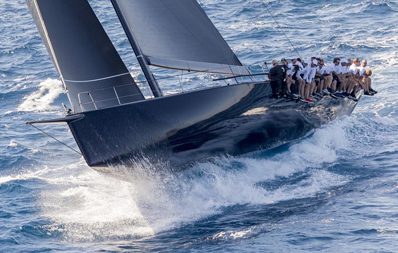 The crew of Jethou Hike Hard As the Mini Maxi Racer heads upwind photo copyright Carlo Borlenghi taken at Yacht Club Costa Smeralda and featuring the Maxi class