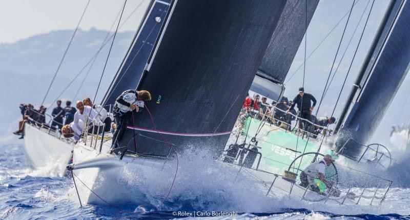 Cannonball leading the Mini Maxi 1 fleet, and leader of the provisional general classification, Maxi Yacht Rolex Cup 2021 photo copyright Carlo Borlenghi / Rolex taken at Yacht Club Costa Smeralda and featuring the Maxi class