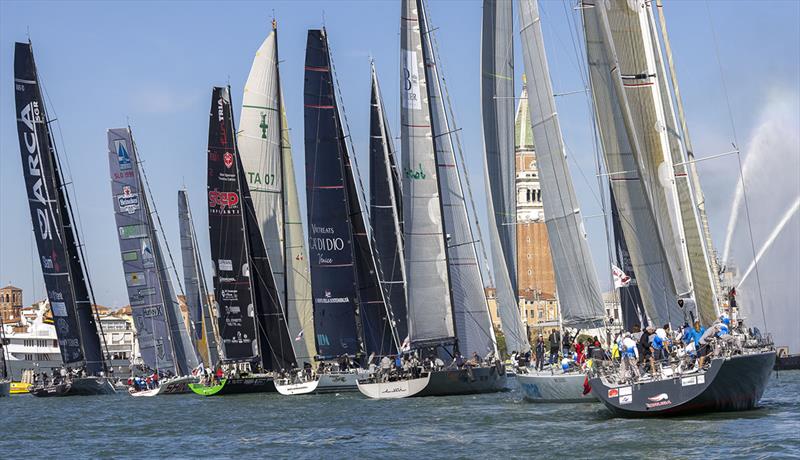 Crowded start line for the 8th Venice Hospitality Challenge photo copyright Studio Borlenghi taken at Yacht Club Venezia and featuring the Maxi class