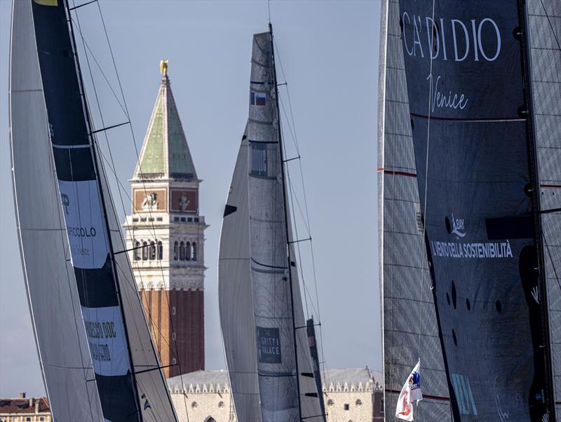 The famous bell tower of the Basilica San Marco, one of several famous landmarks forming a backdrop to Venice Hospitality Challenge photo copyright Studio Borlenghi taken at Yacht Club Venezia and featuring the Maxi class