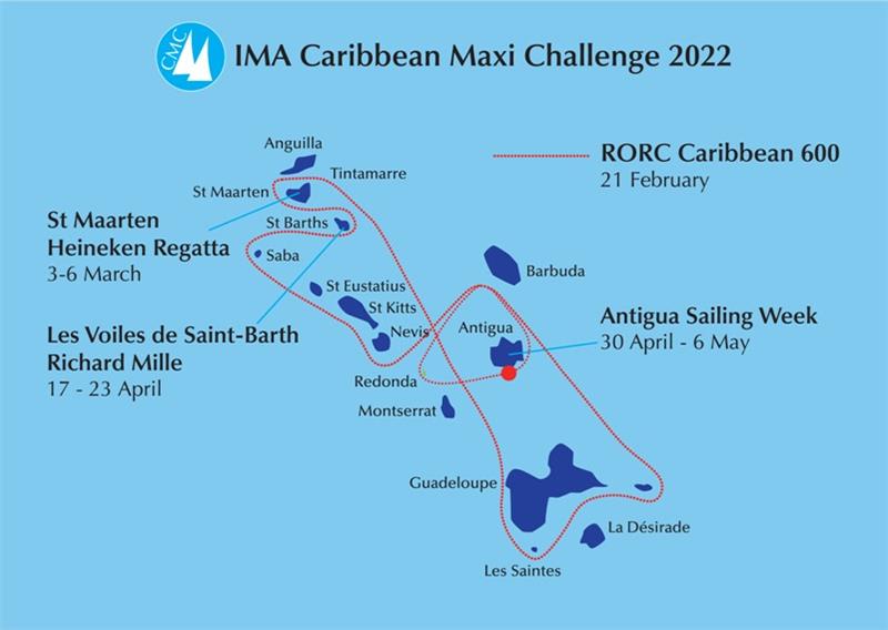 IMA Caribbean Maxi Challenge 2022 map - photo © International Maxi Association