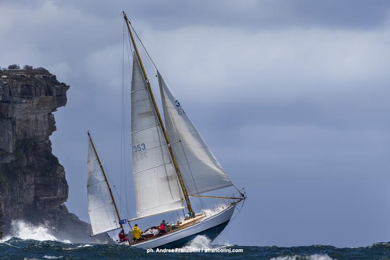 Margaret Rintoul at the Heads during the Sydney Hobart Classic Yacht Regatta photo copyright Andrea Francolini taken at Cruising Yacht Club of Australia and featuring the Maxi class