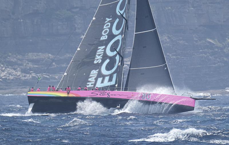 Botin 80 Stefan Racing off Sydney Heads after the start of the 2021 Sydney to Hobart Yacht Race photo copyright Mitch Pearson / Surf Sail Kite taken at Cruising Yacht Club of Australia and featuring the Maxi class