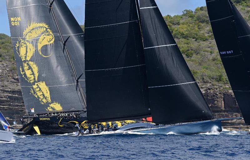The mighty Skorpios, Leopard and Comanche in IRC Super Zero start the 13th RORC Caribbean 600 photo copyright Rick Tomlinson / www.rick-tomlinson.com taken at Antigua Yacht Club and featuring the Maxi class