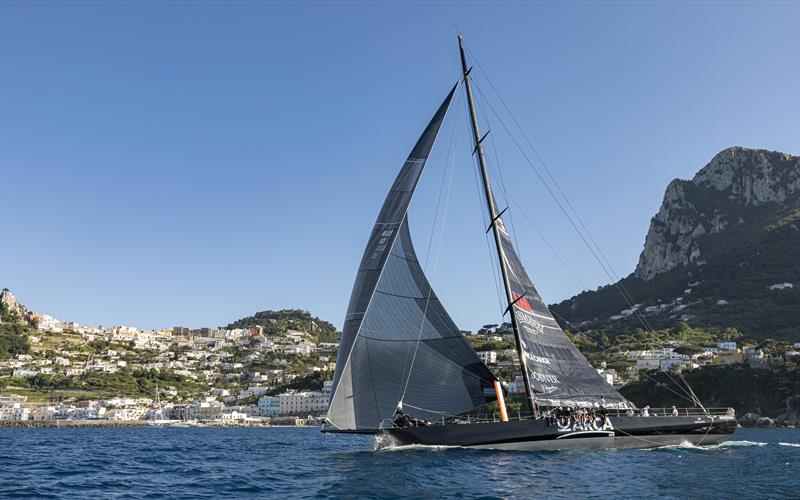 ARCA SGR approaches the Regata dei Tre Golfi finish line off Capri's Marina Grande photo copyright ROLEX / Studio Borlenghi taken at Circolo del Remo e della Vela Italia and featuring the Maxi class