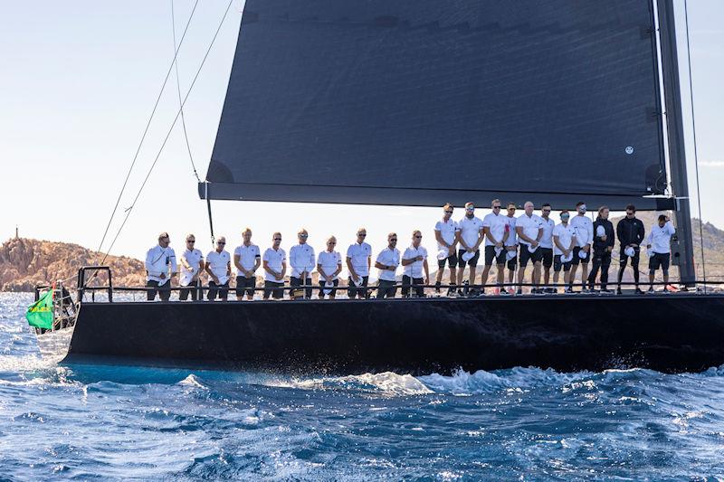 Sir Peter Ogden and the crew of Jethou pay tribute to HM Queen Elizabeth II at the Maxi Yacht Rolex Cup 2022 photo copyright IMA / Studio Borlenghi taken at Yacht Club Costa Smeralda and featuring the Maxi class