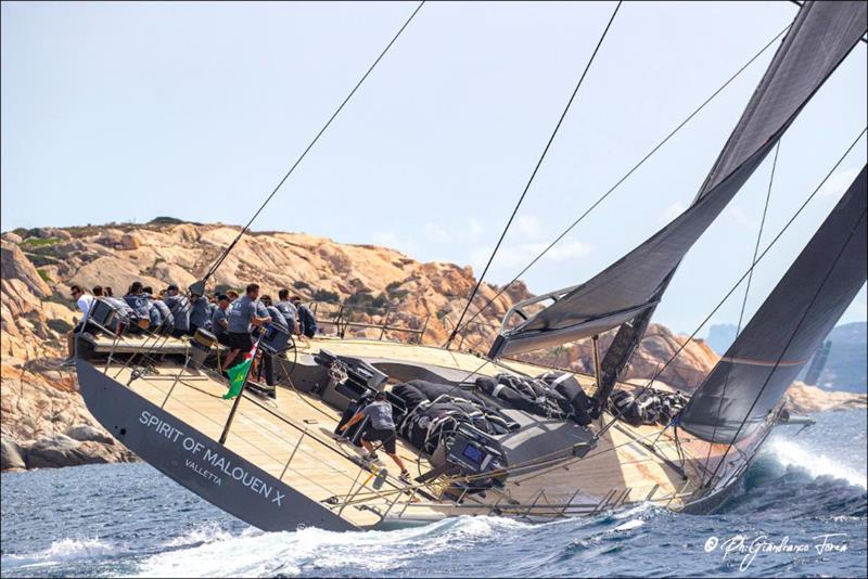 The largest boat in the race to date is the French Maxi - Wally 107 Spirit of Malouen X photo copyright Rolex / Carlo Borlenghi taken at Royal Ocean Racing Club and featuring the Maxi class