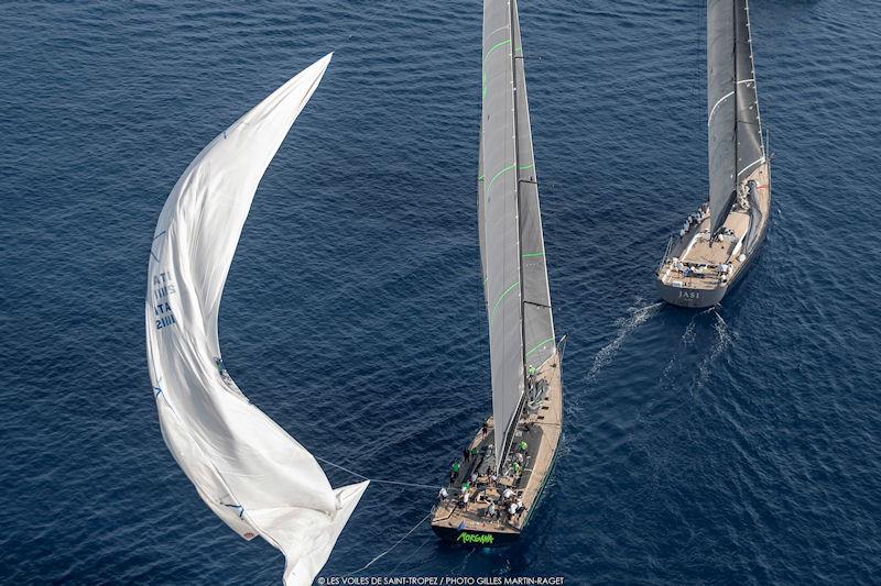 Kite drop on board the Southern Wind 100 Morgana at Les Voiles de Saint-Tropez photo copyright Gilles Martin-Raget / www.martin-raget.com taken at Société Nautique de Saint-Tropez and featuring the Maxi class