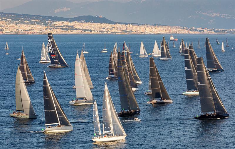 Maxi fleet sets sail on the 2022 Regata dei Tre Golfi, the offshore race of the IMA Maxi Europeans photo copyright IMA / Studio Borlenghi taken at Circolo del Remo e della Vela Italia and featuring the Maxi class