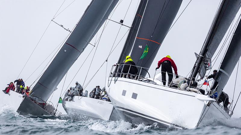 Jean-Pierre Dreau's Mylius 60 Lady First 3 leads Gabriele Guerzoni's Persico 65 .G and Riccardo de Michele's Vallicelli 78 H20 - IMA Maxi European Championship photo copyright IMA / Studio Borlenghi taken at  and featuring the Maxi class