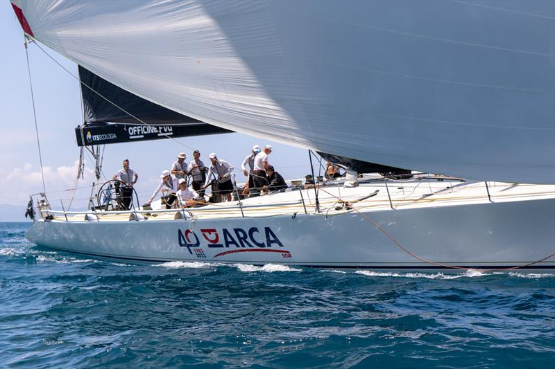 Furio Benussi and the crew of ARCA SGR played the light conditions to their best ability around the 151 Miglia-Trofeo Cetilar race track photo copyright Studio Taccola taken at Yacht Club Punta Ala and featuring the Maxi class