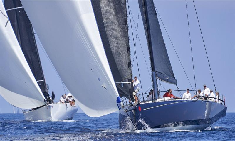 Pier Luigi Loro Piana's ClubSwan 80 My Song takes on the Wallycento Galateia on the run - 2023 Rolex Giraglia photo copyright Rolex / Studio Borlenghi taken at Yacht Club Italiano and featuring the Maxi class