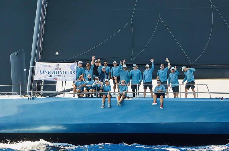 The winning crew on the Farr 100 Leopard 3 - Aegean 600 photo copyright Kostas Karageorgiou taken at Hellenic Offshore Racing Club and featuring the Maxi class