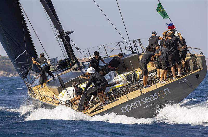 The brand new Baltic 68 Open Season enjoying windier conditions earlier this week - Maxi Yacht Rolex Cup photo copyright IMA / Studio Borlenghi taken at Yacht Club Costa Smeralda and featuring the Maxi class