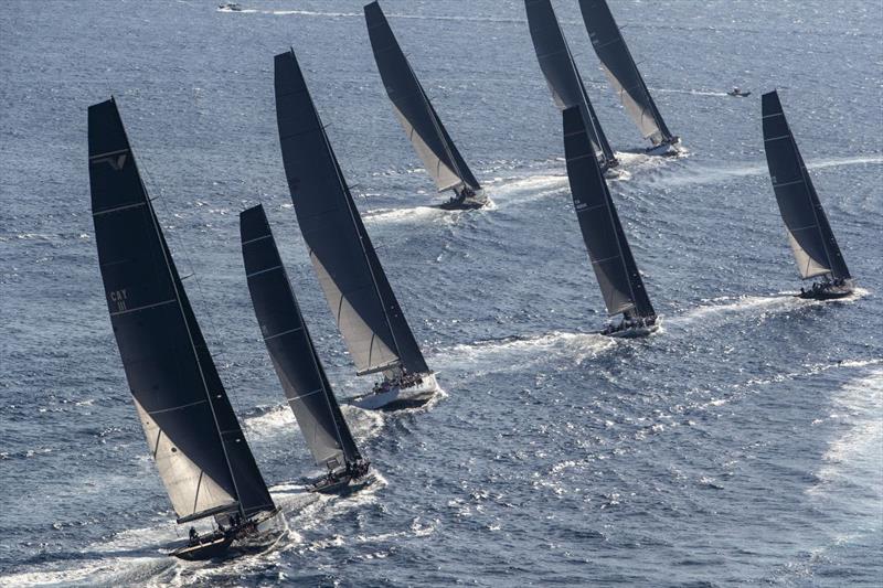 Chris Flowers' 100ft Galateia out in front in Maxi A - Les Voiles de Saint-Tropez 2023 Day 3 photo copyright Gilles Martin-Raget taken at Société Nautique de Saint-Tropez and featuring the Maxi class