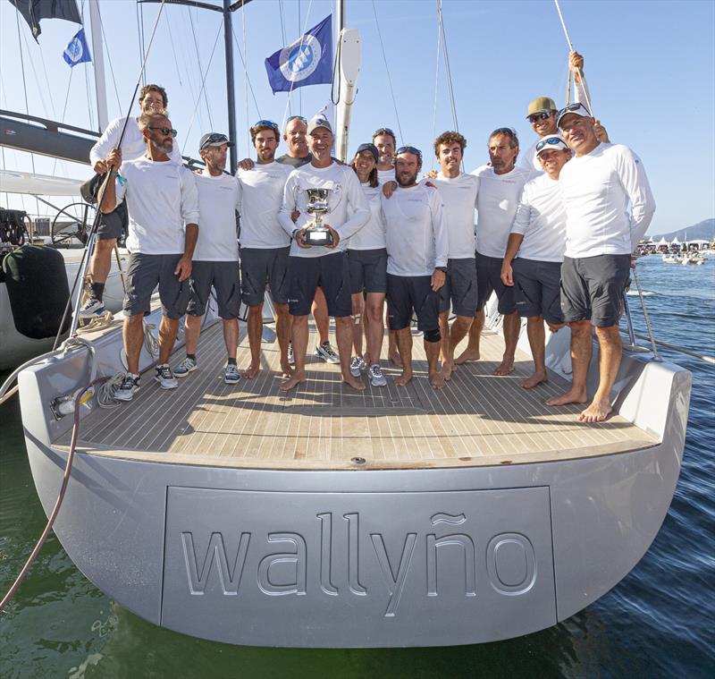 Benoît de Froidmont, wife Aurélie, tactician Cedric Pouligny (far right) and the crew of Wallyño celebrate winning the 2023 IMA Mediterranean Maxi Inshore Challenge - photo © Gianfranco Forza