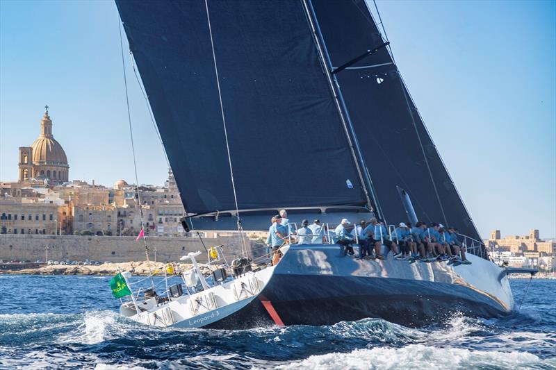 The 100ft Leopard 3 returns to Valletta at the end of the 2022 Rolex Middle Sea Race photo copyright Kurt Arrigo / Rolex taken at Royal Malta Yacht Club and featuring the Maxi class