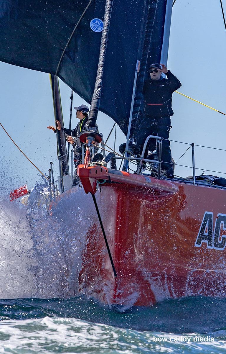 Going for the gybe on andoo Comanche photo copyright Bow Caddy Media taken at Cruising Yacht Club of Australia and featuring the Maxi class