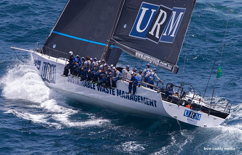 URM Group crew on the rail photo copyright Bow Caddy Media taken at Cruising Yacht Club of Australia and featuring the Maxi class