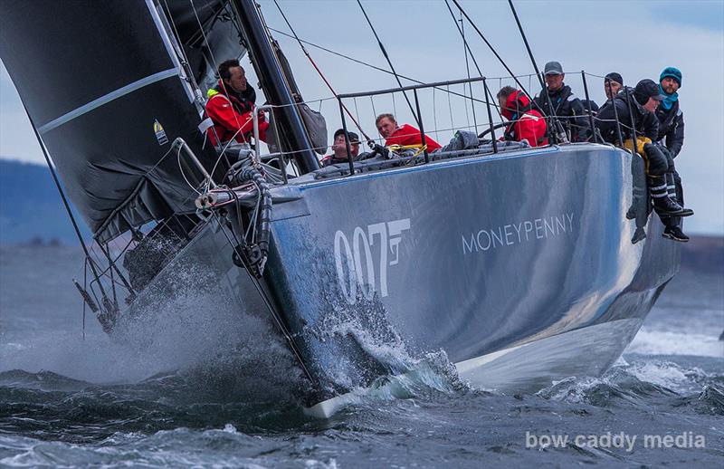 Moneypenny powers up the Derwent photo copyright Bow Caddy Media taken at Cruising Yacht Club of Australia and featuring the Maxi class