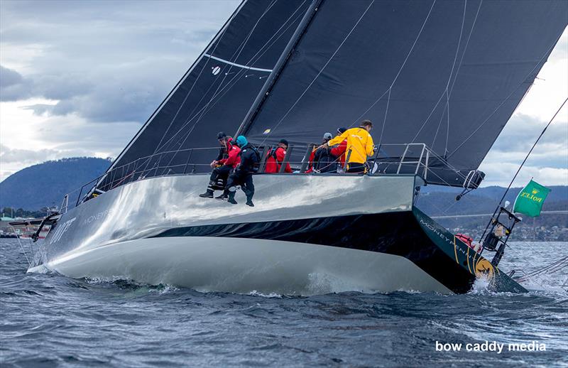 Moneypenny nears the finish lines photo copyright Bow Caddy Media taken at Cruising Yacht Club of Australia and featuring the Maxi class