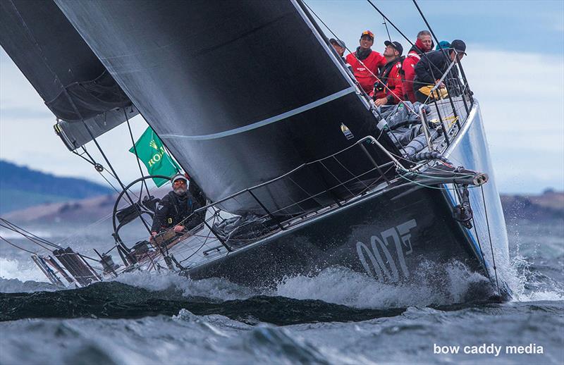 Moneypenny powers up the Derwent photo copyright Bow Caddy Media taken at Cruising Yacht Club of Australia and featuring the Maxi class