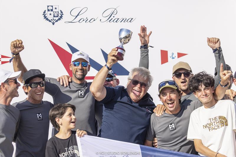 Jean-Pierre Barjon with his Spirit of Lorina crew at this evening's prize-giving - Loro Piana Giraglia 2025 - photo © International Maxi Association