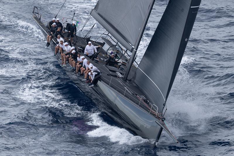 A past winner on these waters, Sir Peter Ogden's Jethou currently lies third overall in the Maxi Grand Prix class - Les Voiles de Saint-Tropez 2025 Day 4 photo copyright Gilles Martin-Raget / www.martin-raget.com taken at Société Nautique de Saint-Tropez and featuring the Maxi class