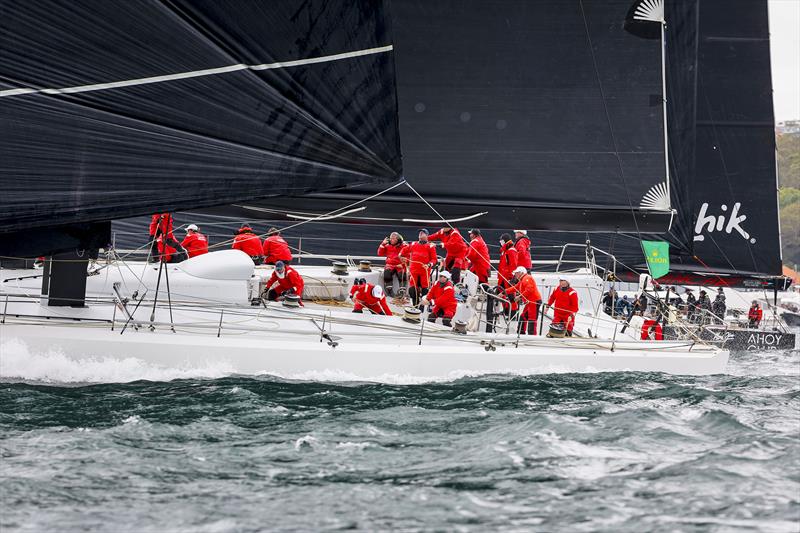 Lucky does the Buffalo Girls to Comanche who did not have the best furl of the flying headsail on the day photo copyright CYCA/Salty Dingo taken at Cruising Yacht Club of Australia and featuring the Maxi class