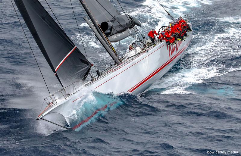 Palm Beach XI slices through the seaway - nothing is quite as picturesque as the entry of the R/P pencil.. photo copyright Bow Caddy Media taken at Cruising Yacht Club of Australia and featuring the Maxi class
