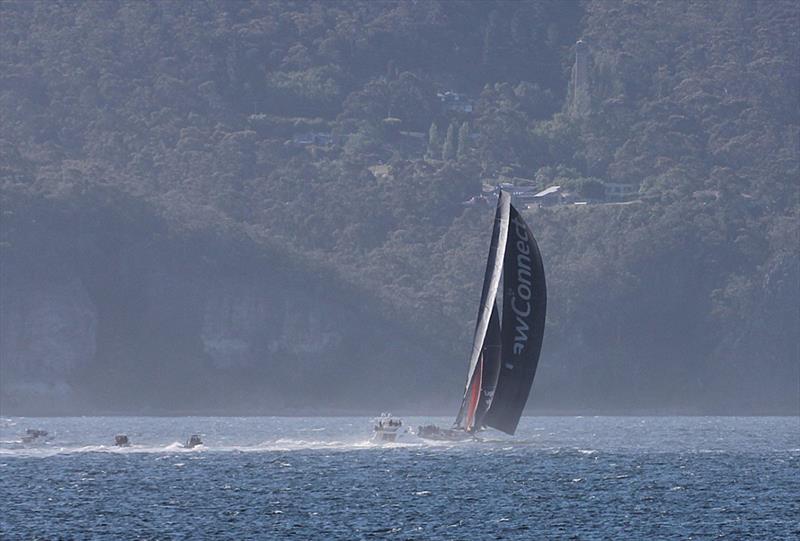 LawConnect arrives in second place in the 2025 Rolex Sydney Hobart Yacht Race, which is a gallant effort considering her damage photo copyright Tony Lathouras taken at Royal Yacht Club of Tasmania and featuring the Maxi class